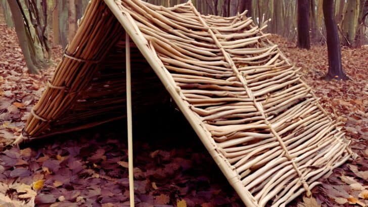 a simple shelter using sticks