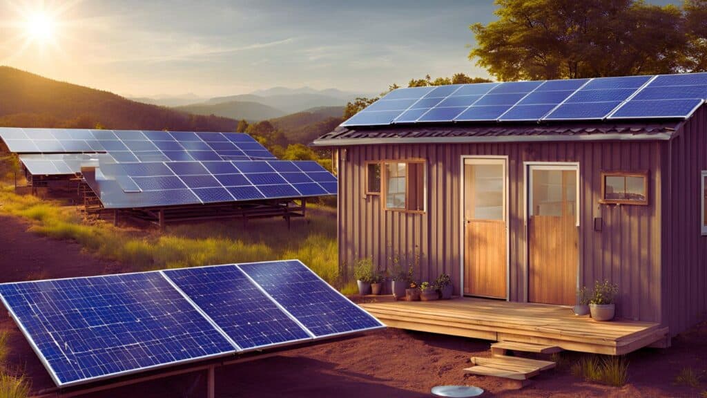 Visuals of solar panels, water collection systems, or other off-grid infrastructure. These can demonstrate steps toward self-sufficiency and sustainable living.