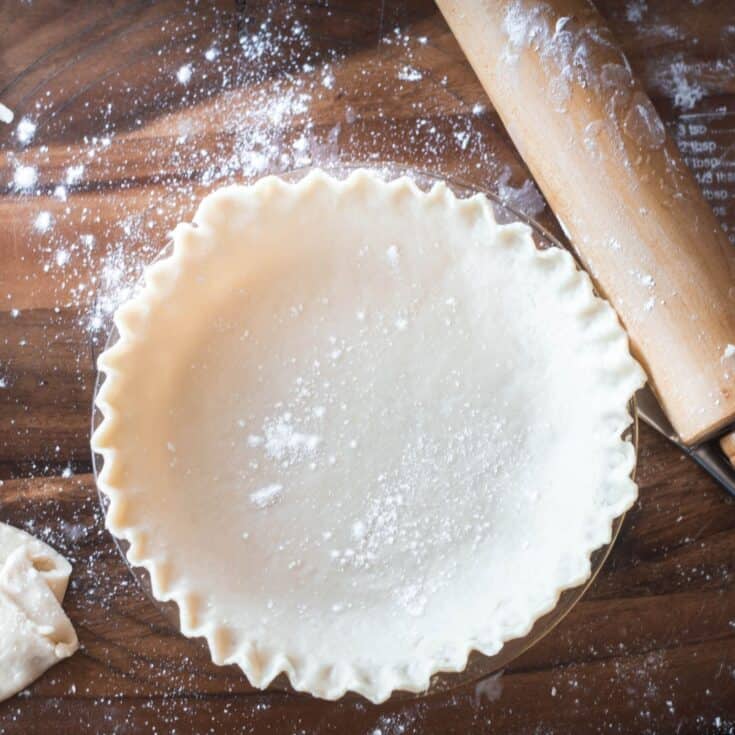 Freshly made pie crust in a pie plate